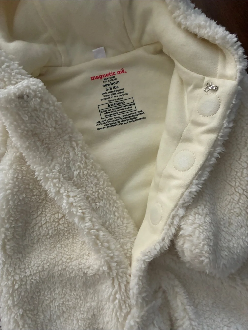 Magnetic Me Cream Fleece Sherpa Hooded Bear Footed One-Piece